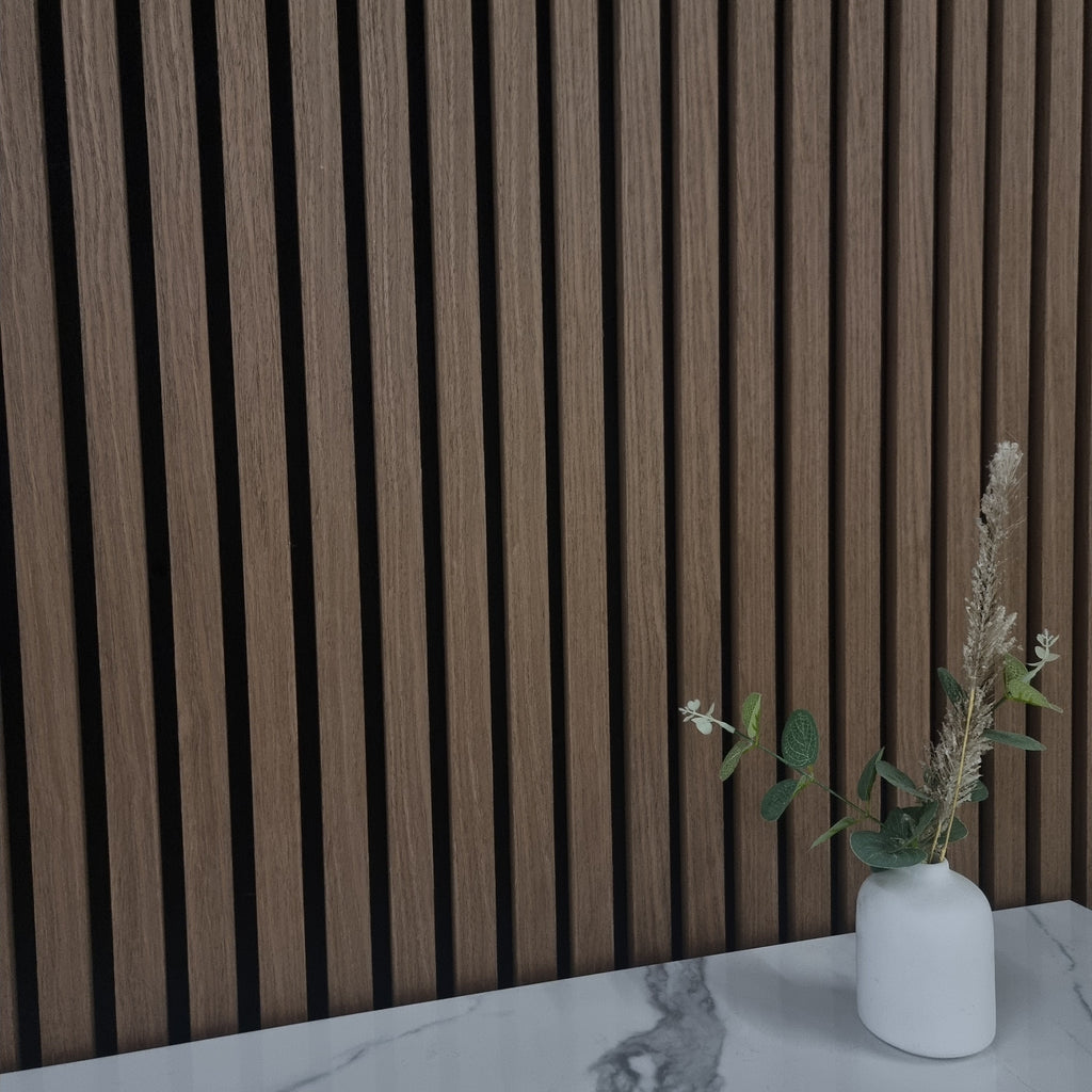 Standard Acoustic Slatted Wall Panels 240 x 60cm - Walnut