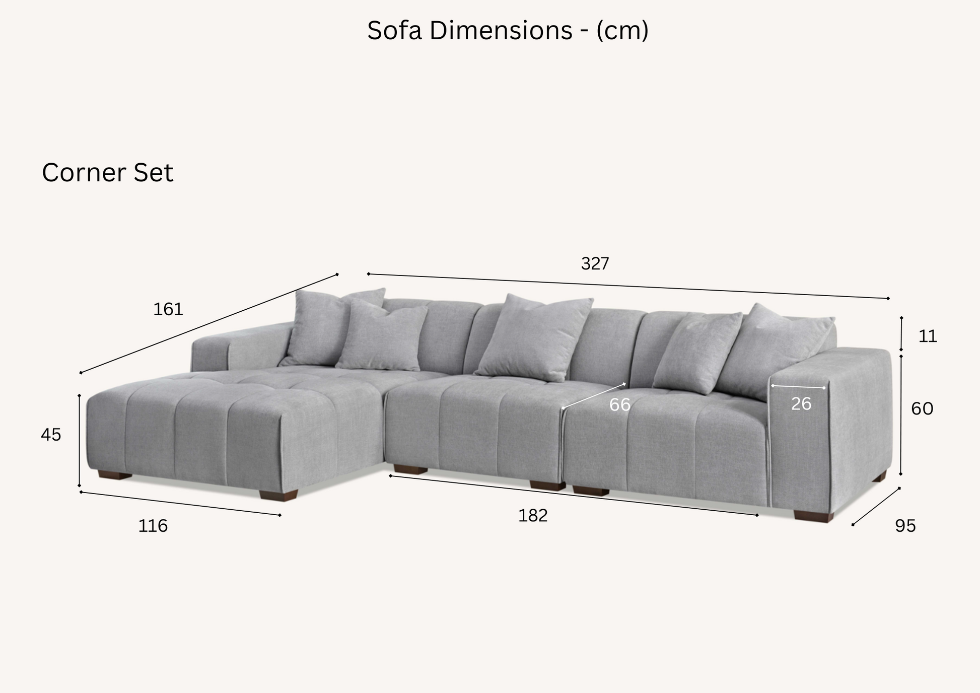 Leonard Left Hand Corner Sofa Group in Cloudy Grey Boucle