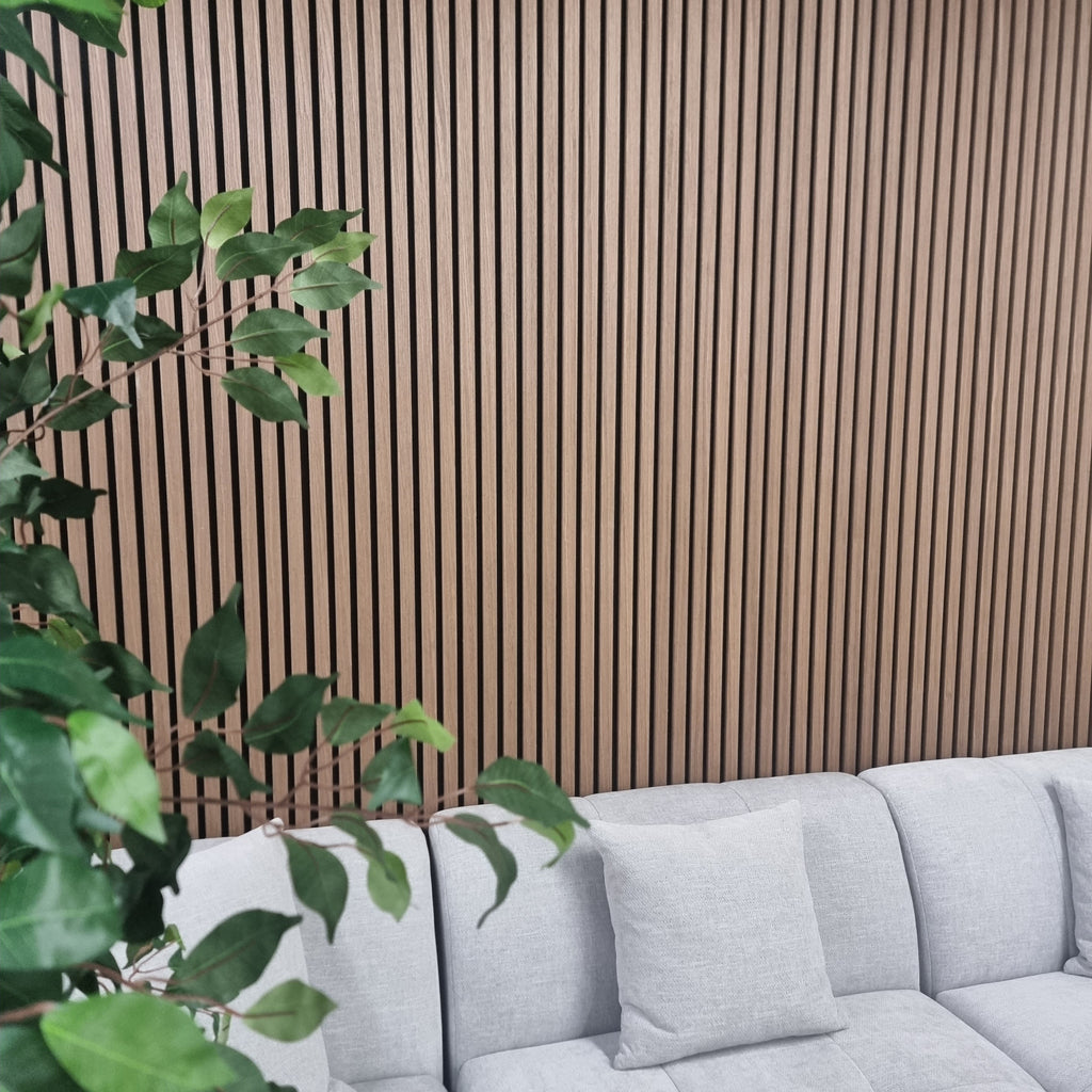 Standard Acoustic Slatted Wall Panels 240 x 60cm - Walnut