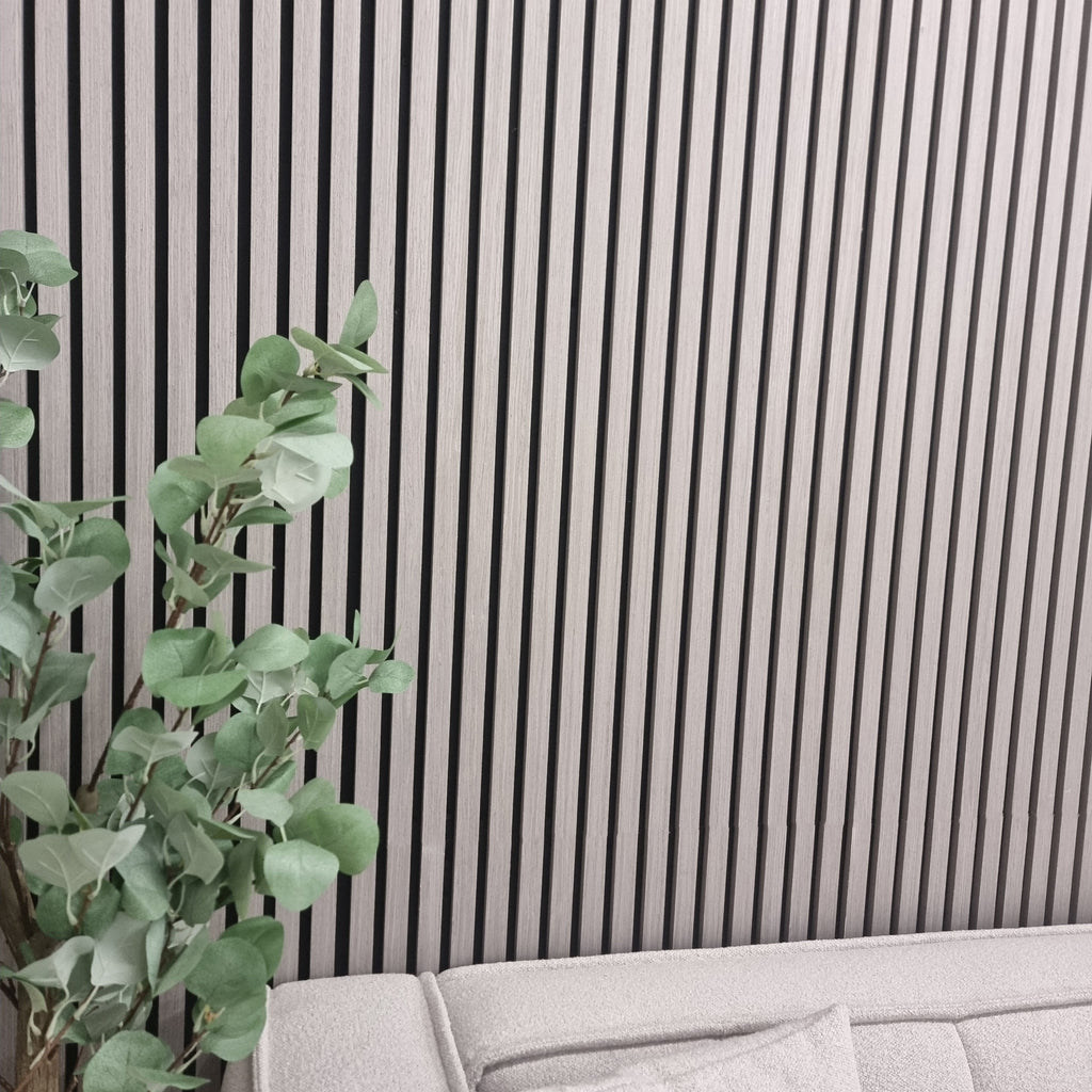 Standard Acoustic Slatted Wall Panels 240 x 60cm - Ash Grey