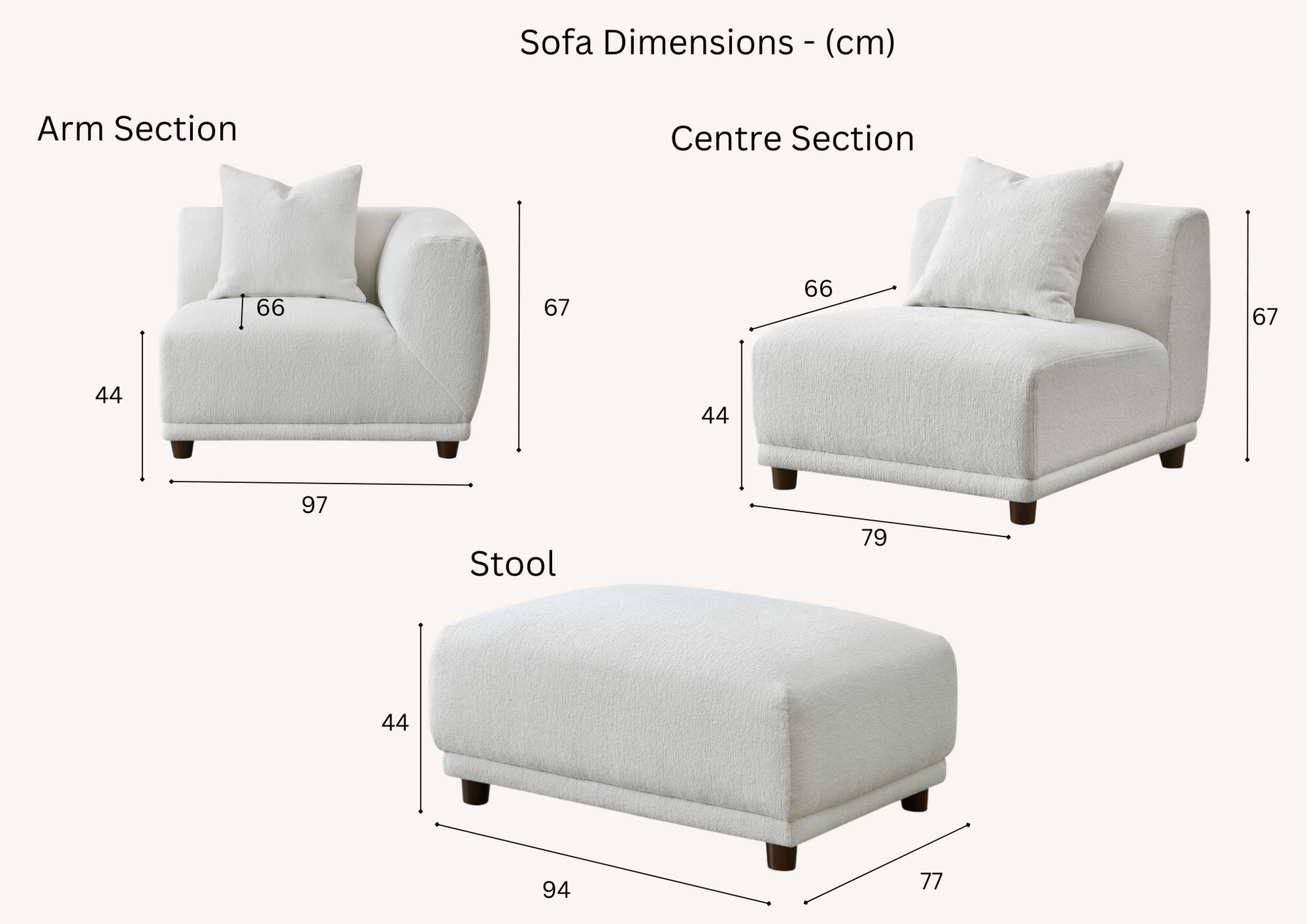 Lottie Modular Corner Sofa Group in Polar Boucle