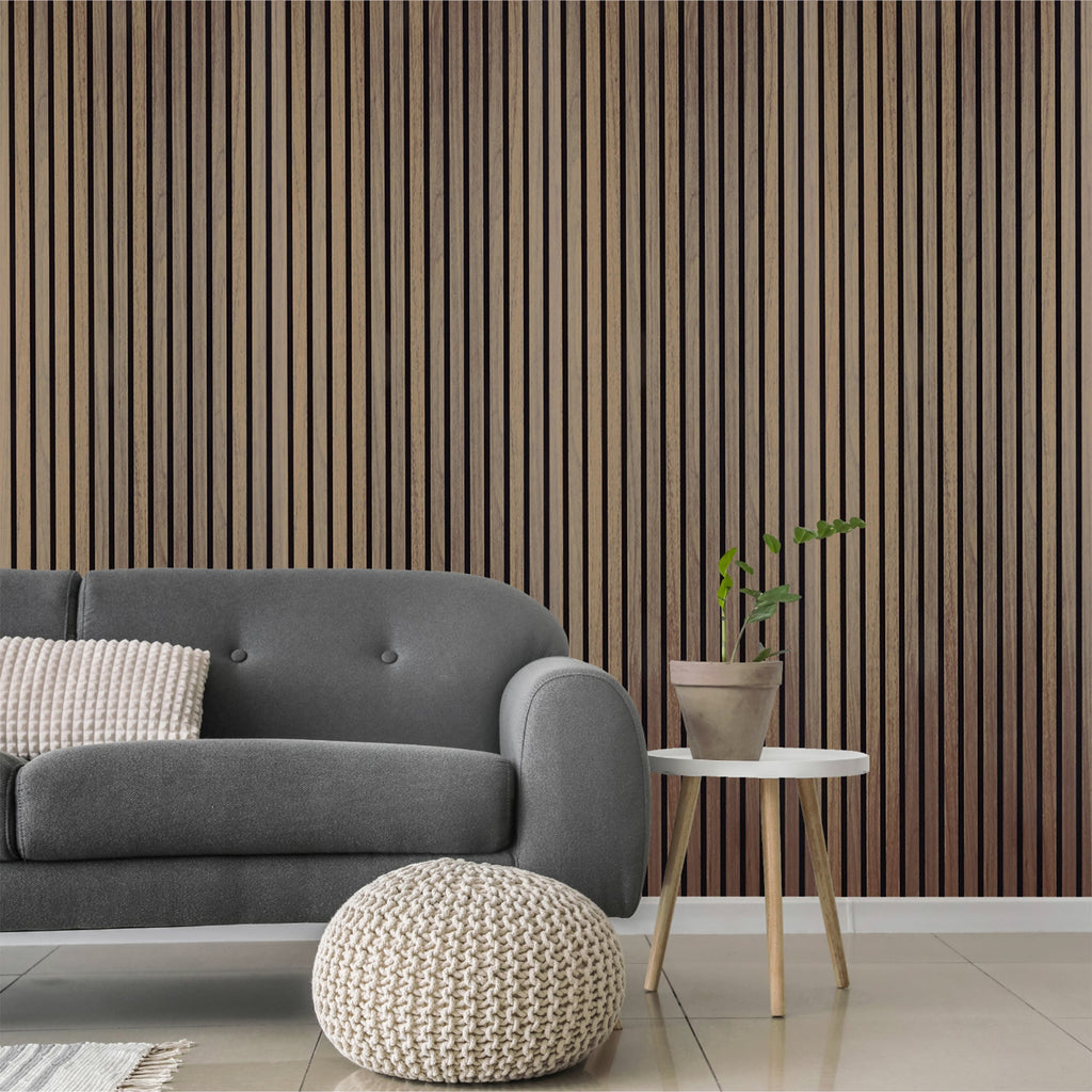 Standard Acoustic Slatted Wall Panels 240 x 60cm - Walnut