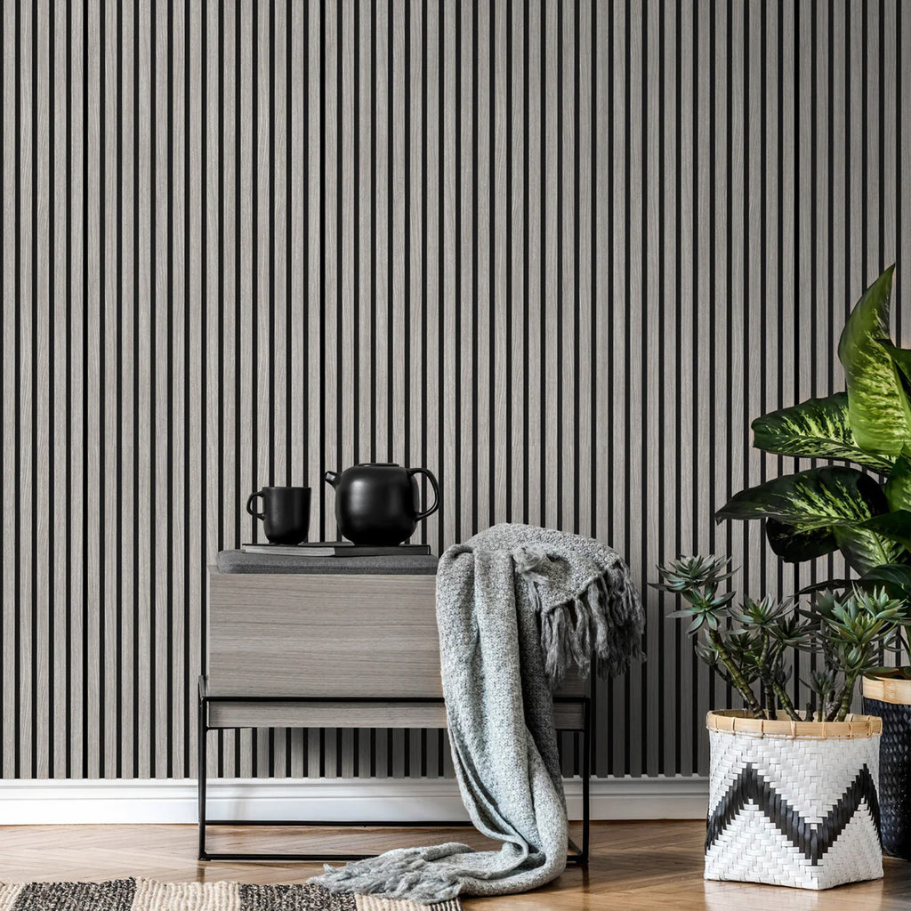 Standard Acoustic Slatted Wall Panels 240 x 60cm - Ash Grey