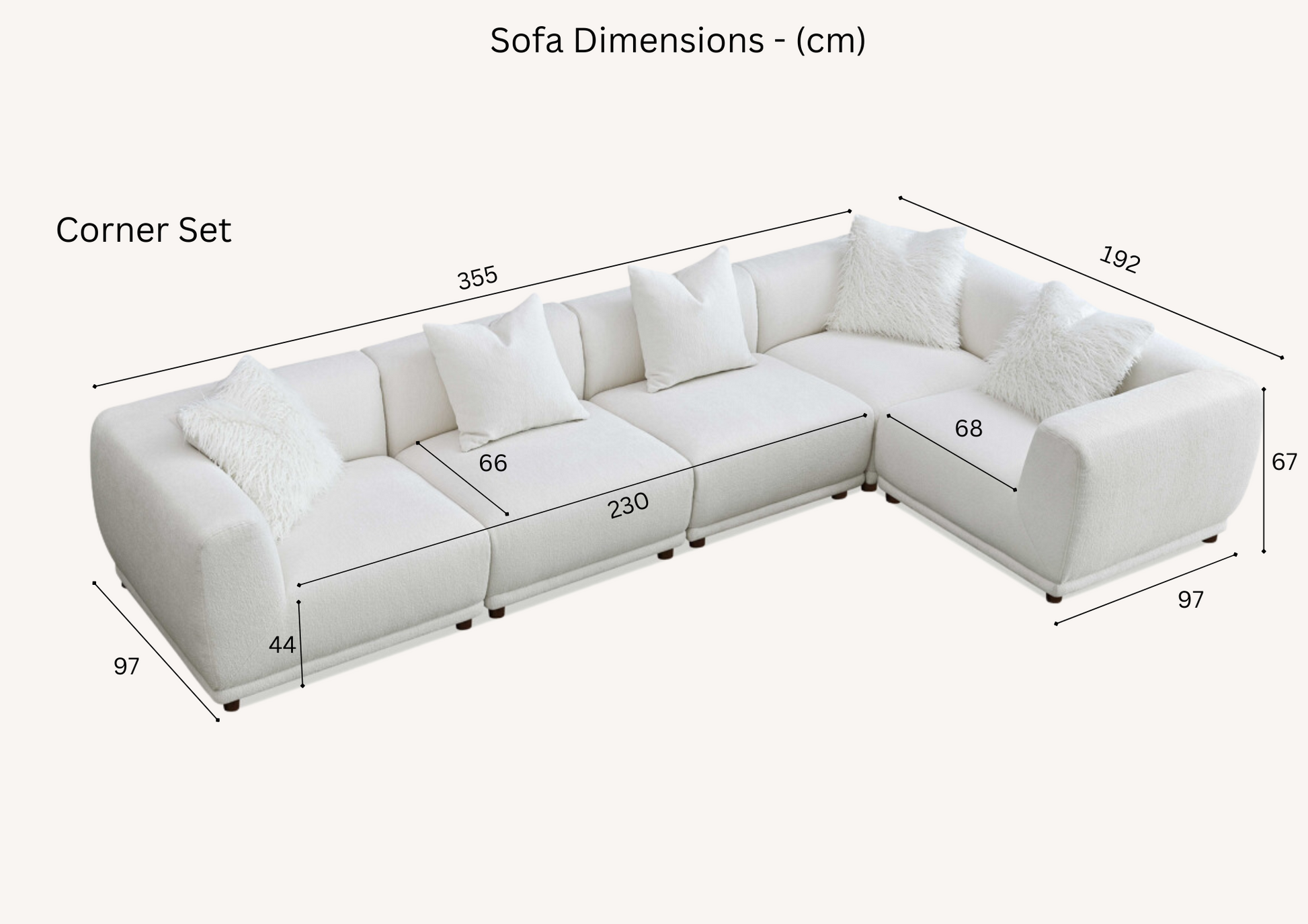 Lottie Modular Corner Sofa Group in Polar Boucle