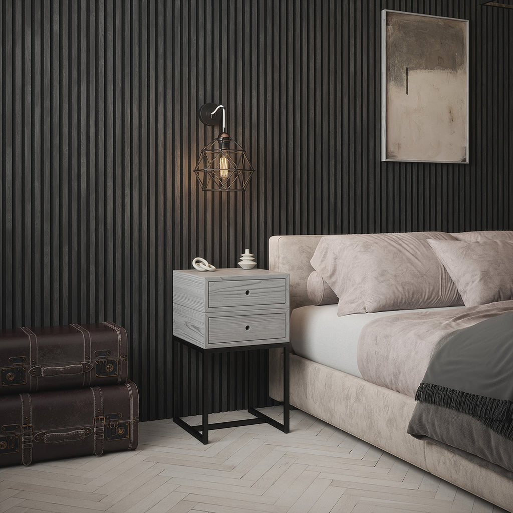 Standard Acoustic Slatted Wall Panels 240 x 60cm - Charcoal Black