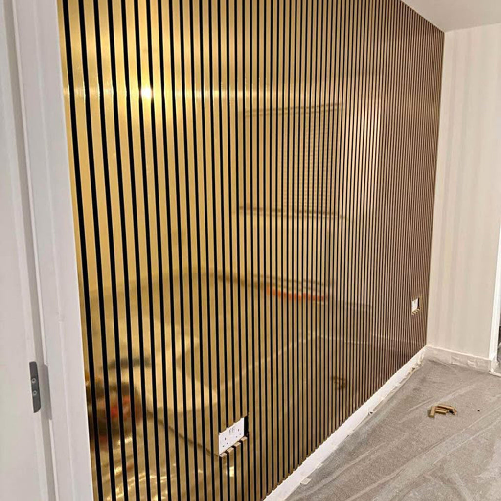 Standard Acoustic Slatted Wall Panels 240 x 60cm - Gold Metallic