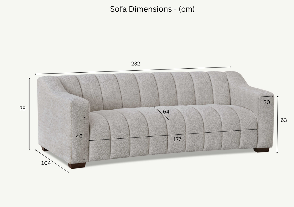 Astoria 3 Seater Sofa in Iron Boucle Fabric
