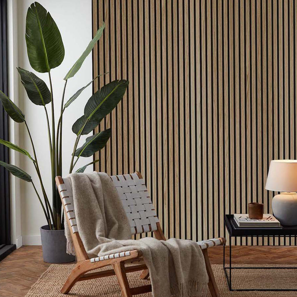 Standard Acoustic Slatted Wall Panels 240 x 60cm - Natural Oak
