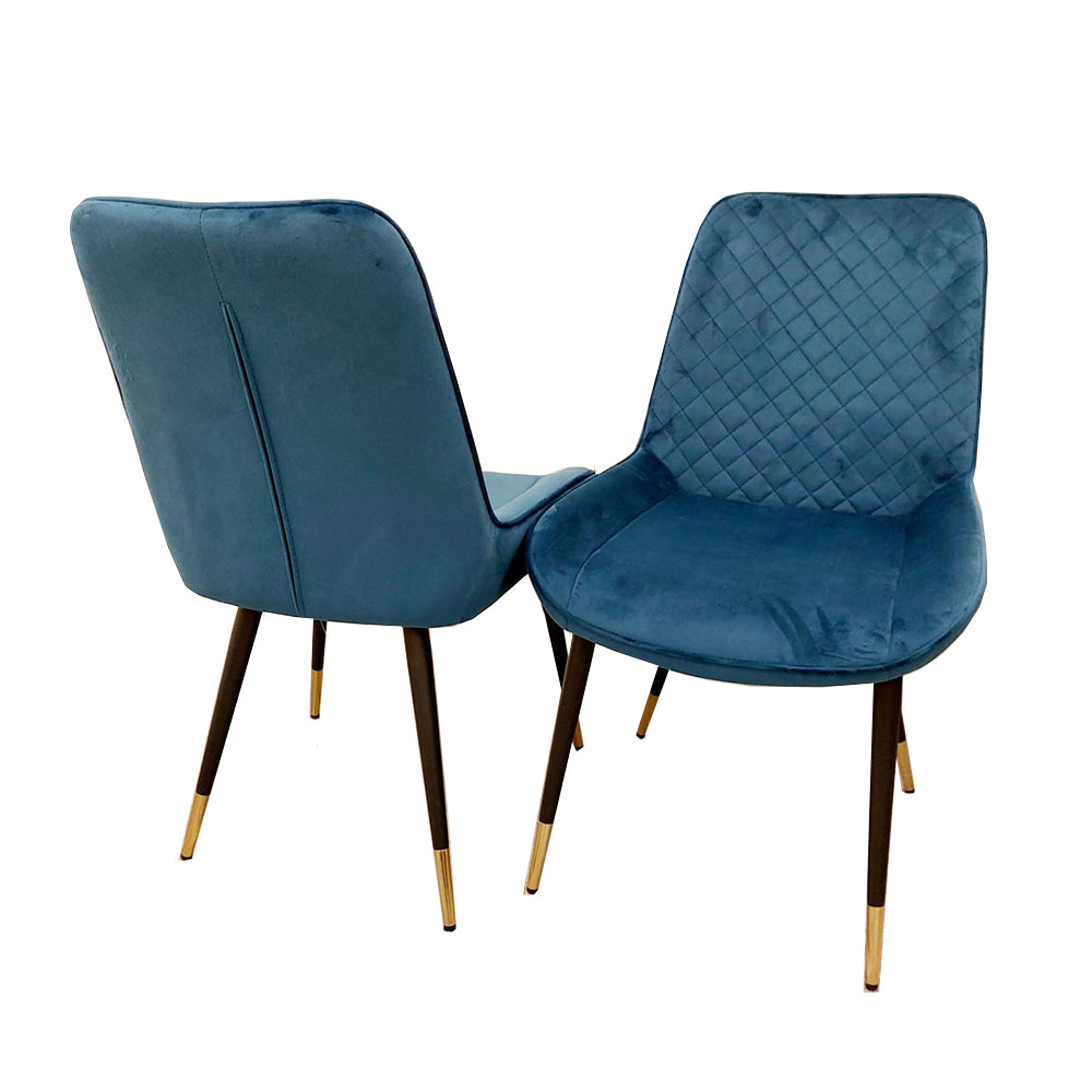 Titus Dining Set Polar White with 4 Luna Navy Chairs