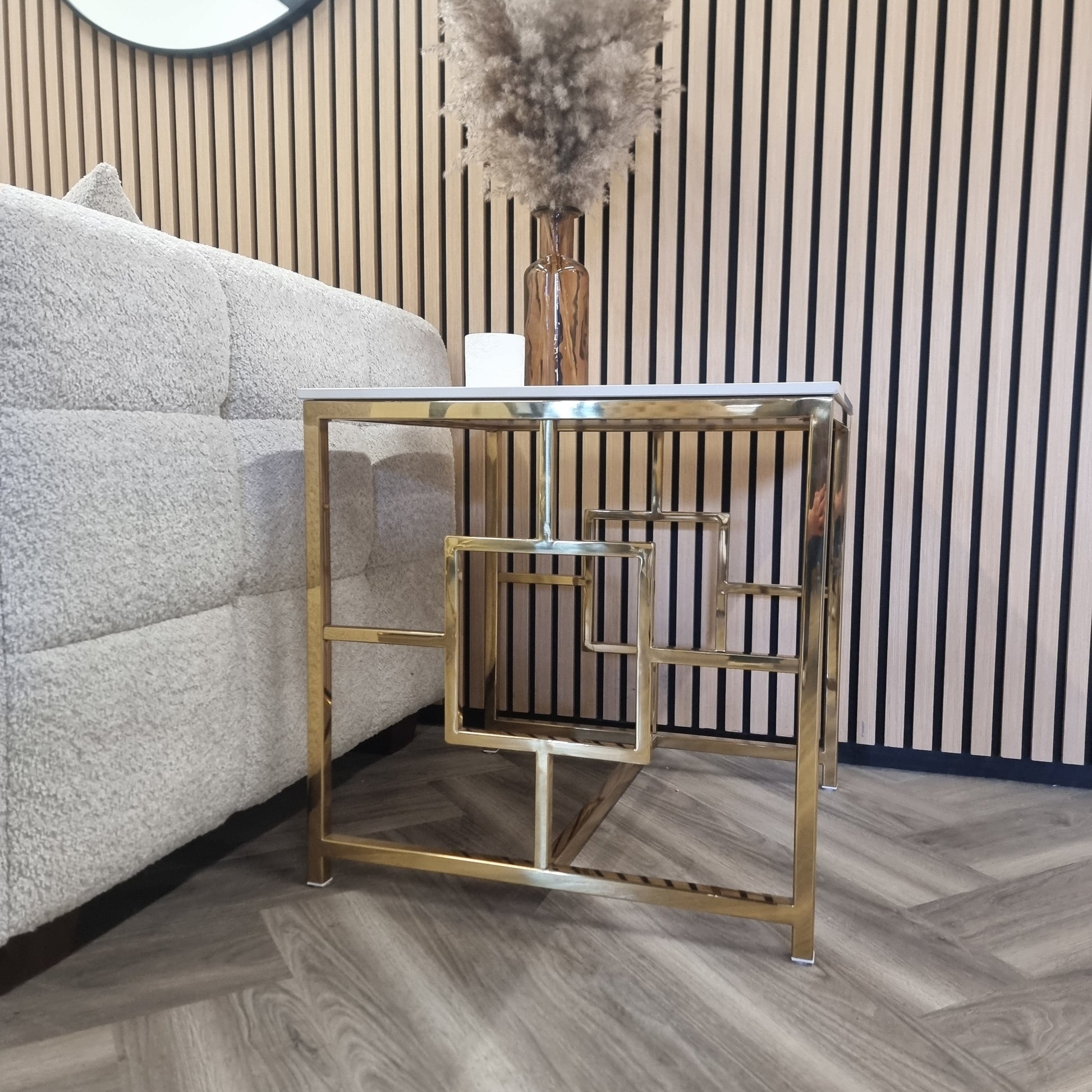 Nori Gold Square Lamp Table