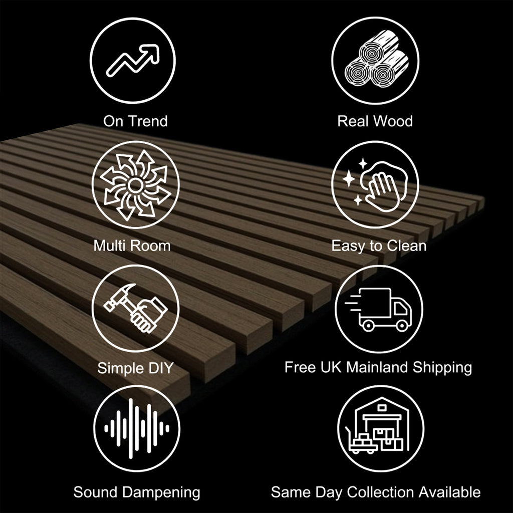 Acoustic Square Wall Panels 60 x 60cm (SET of 4) - Walnut