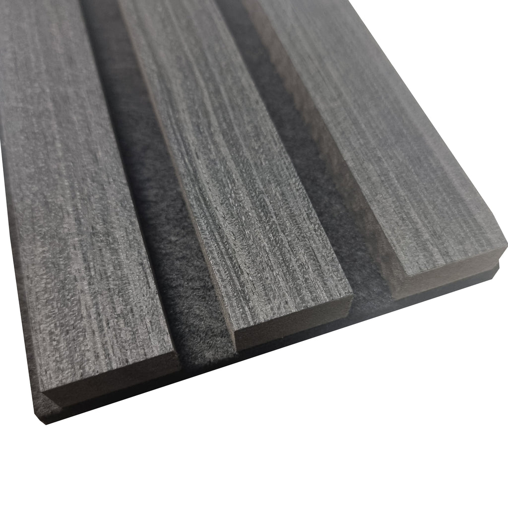 Standard Acoustic Slatted Wall Panels 240 x 60cm - Charcoal Black