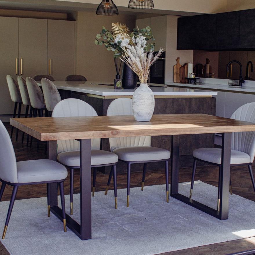 Ivar 180cm Dining Set With 6 Beige Chairs