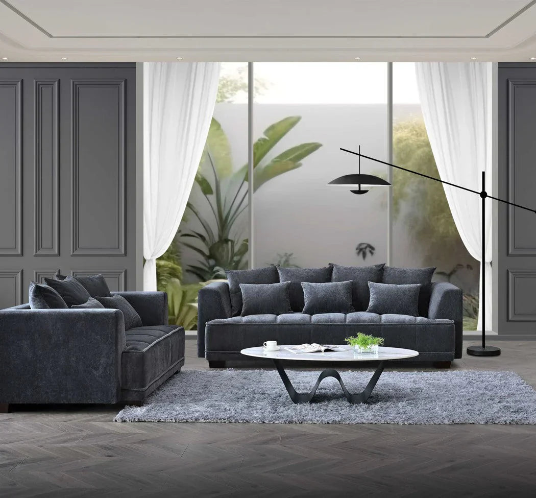 Gramercy 3&2 in Steel Velvet