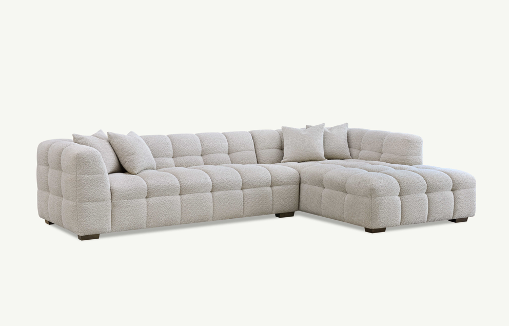 Tribeca Right Hand Corner Sofa Group in Oatmeal Boucle Fabric