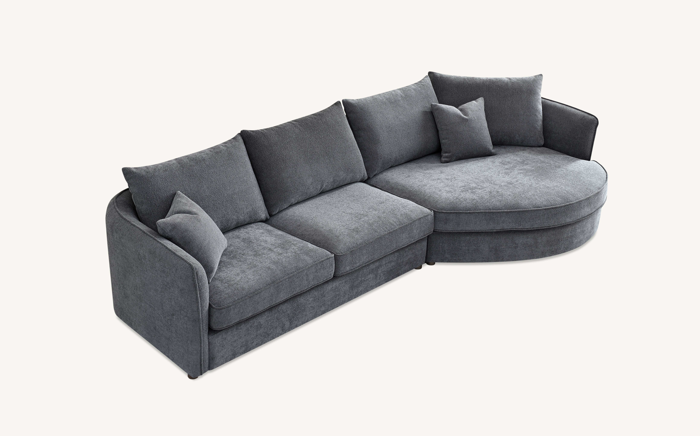 Rubin Corner Chaise Sofa in Charcoal Boucle
