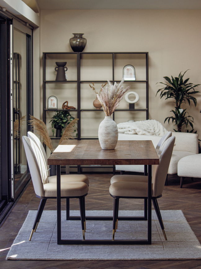 Ivar 180cm Dining Set With 6 Beige Chairs
