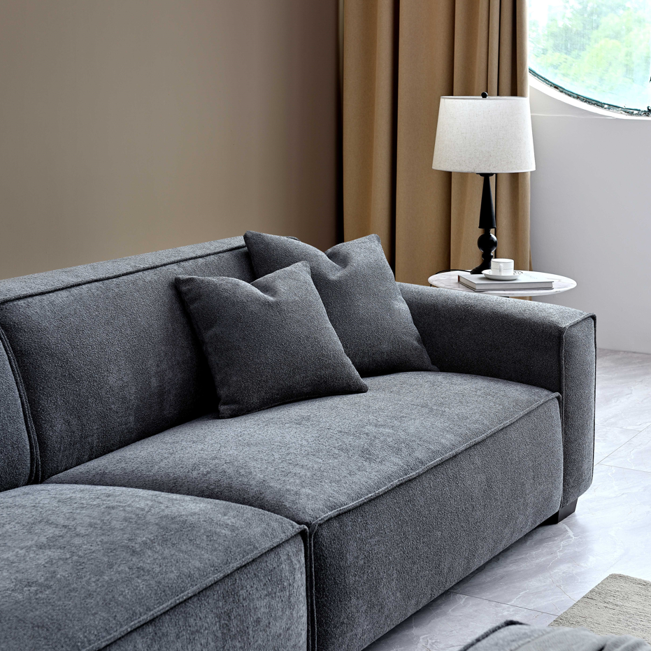 Dakota 4 seater sofa with Chaise in Charcoal Boucle