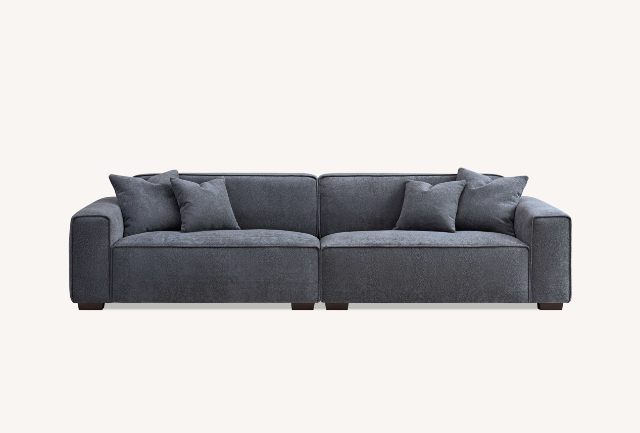 Dakota 4 seater sofa with Chaise in Charcoal Boucle