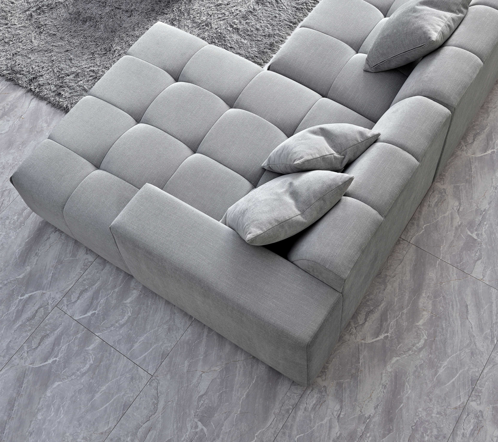 Leonard Right Hand Corner Sofa Group in Cloudy Grey Boucle