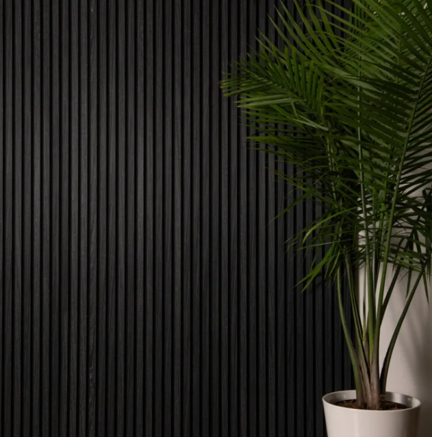 Standard Acoustic Slatted Wall Panels 240 x 60cm - Charcoal Black