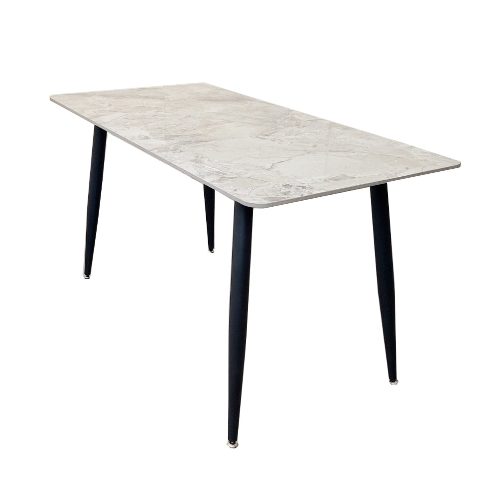 Titus Dining Set Polar White with 4 Luna Navy Chairs