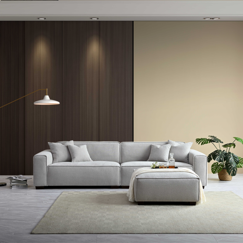 Dakota 4 seater sofa with Chaise in Pebble Boucle