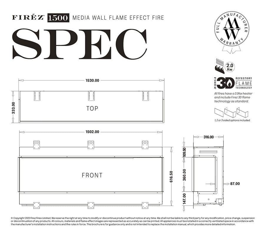FIRÉZ 1500 Electric Fireplace