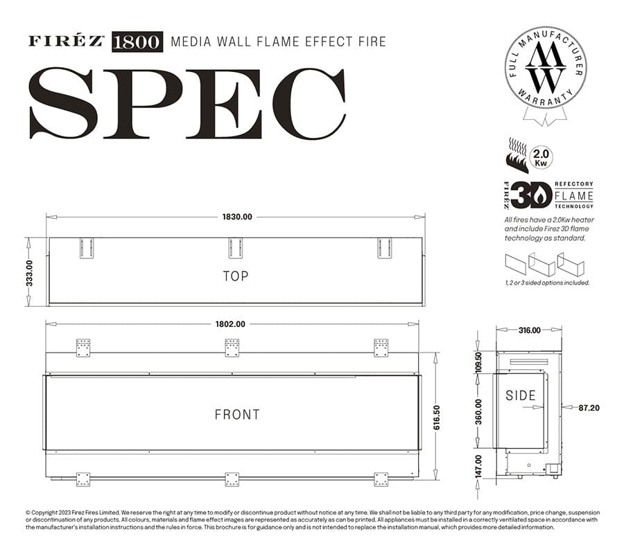 FIRÉZ 1800 Electric Fireplace