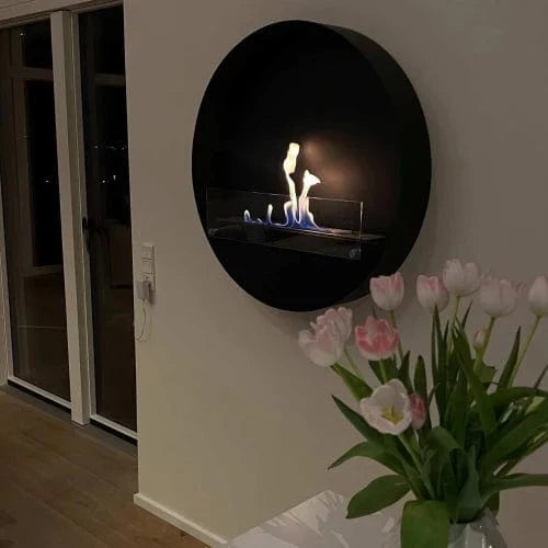 Delaware Large Round Wall Mounted Biofireplace - Black