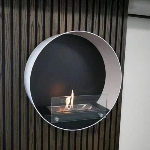 Delaware Round Wall Mounted Biofireplace - White